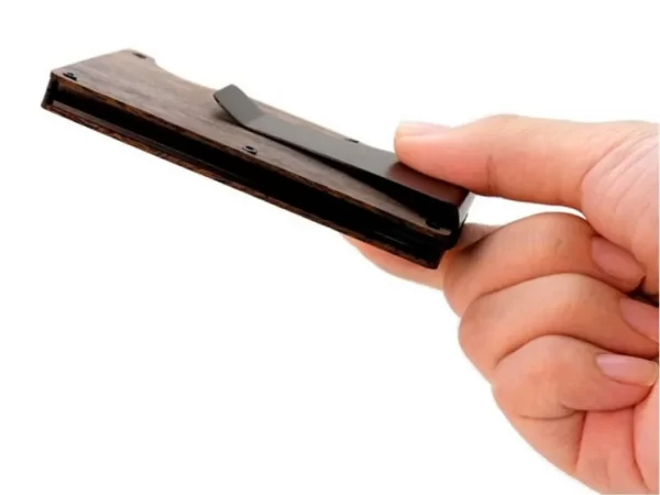 Wallnut card holder in hand